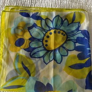 Floral Print Scarf in Blue and Yellow